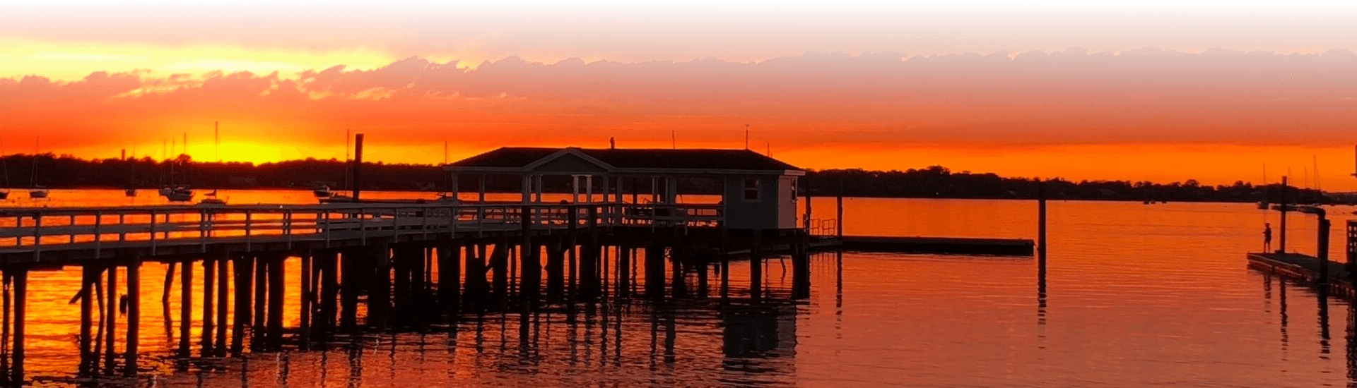 Orange sunset over dock area